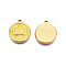 304 Stainless Steel Enamel Pendants, Real 18K Gold Plated, Flat Round with Crown, Yellow, 17.5x15x2.5mm, Hole: 1.4mm