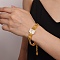 Natural Shell & Cubic Zirconia Rectangle Link Bracelet, with 304 Stainless Steel Chains, Golden, 7-1/8 inch(18cm)