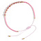 Elegant Natural Gemstone & Glass Seed Round Beads Braided Beaded Bracelets for Women, Pink, Inner Diameter: 11 inch(28cm)