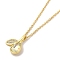 304 Stainless Steel Pendant Necklaces, Brass Micro Pave Cubic Zirconia Pendant Necklaces, Peach, 17.32 inch(44cm) Pendant: 19x15mm