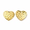 Ion Plating(IP) 304 Stainless Steel Pendants, Textured, Heart Charm, Real 18K Gold Plated, 14.5x16x2.5mm, Hole: 1.2mm