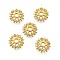 Flower Brass Micro Pave Cubic Zirconia Bead Caps, Rack Plating, Long-Lasting Plated, Lead Free & Cadmium Free, Golden, 12x3.5mm, Hole: 2.5mm