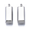 Non-Tarnish 201 Stainless Steel Pendants, Cuboid, Stainless Steel Color, 19x6.5x4.5mm, Hole: 2mm