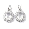 Brass Cubic Zirconia Charms, with Jump Ring, Long-Lasting Plated, Lead Free & Cadmium Free, Oval, Real Platinum Plated, 13x9.5x4mm