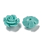 Synthetic Coral Dyed Carved Beads, Flower, Half Hole, Turquoise, 9.5x6.3mm, Hole: 1mm