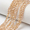 Electroplate Glass Beads Strands, Half Plated, Rainbow Plated, Faceted, Rondelle, PeachPuff, 4x3mm, Hole: 0.4mm, about 109~113pcs/strand, 38~39cm