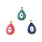 304 Stainless Steel Enamel Pendants, PVD Vacuum Plating, Real 18K Gold Plated, Teardrop with Evil Eye Charm, Mixed Color, 20x12.5x7mm, Hole: 1.6mm