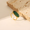 Oval Synthetic Turquoise Finger Rings, Stainless Steel Cuff Rings, Golden, Inner Diameter: 17mm