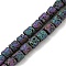 Electroplated Natural Lava Rock Beads Strands, Column, Rainbow Plated, 4~4.5x4.5~5mm, Hole: 0.9mm, about 78pcs/strand, 16.14''(41~41.5cm)