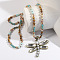 Alloy Imitation Pearl Dragonfly Pendant Glass & Natural Shoushan Stone Round Beaded Necklaces for Women, Antique Bronze, 33.86~34.65 inch(86~88cm)