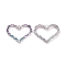 Brass Pave Colorful Cubic Zirconia Pendants, Cadmium Free & Nickel Free & Lead Free, Heart Charms, Platinum, 20x25.5x3mm, Hole: 1.4mm