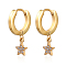 Stainless Steel Star Dangle Earrings for Women, Real 18K Gold Plated, 17x6mm