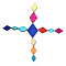 Imitation Leather Cabochons, with Iron Ring, Rhombus, Colorful, 150x50x1.5mm