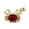 Brass Micro Pave Cubic Zirconia Pendants, Cadmium Free & Nickel Free & Lead Free, Crab Charms, with Glass, Real 18K Gold Plated, 17x21x7mm, Hole: 3.5xx4.5mm
