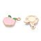 Alloy Enamel Pendants, Cadmium Free & Lead Free, Peach, Light Gold, Pink, 18x14.5x1.5mm, Hole: 1.8mm