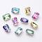 K9 Glass Rhinestone Cabochons, Shiny Laser Style, Imitation Austrian Crystal, Pointed Back & Back Plated, Faceted, Rectangle Octagon, Back plated, Mixed Color, 14x10x5mm