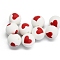 Round with Heart Pattern Food Grade Silicone Beads, DIY Necklaces Making, Red, 15mm
