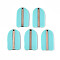 Opaque Resin & Wood Pendants, Arch, Medium Blue, 38x22x3.2mm, Hole: 2mm