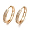 Brass Micro Pave Cubic Zirconia Hoop Earrings, Hollow Hexagon, Light Gold, 25x25.5x4mm