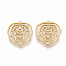 Brass Micro Pave Clear Cubic Zirconia Pendants, Nickel Free, Heart, Real 18K Gold Plated, 17.5x16x3mm, Hole: 0.9mm