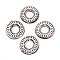 Handmade Porcelain Pendants, Ring, Fancy Antique Glazed Porcelain, Linen, 47~47.5x9mm, Hole: 19~19.5mm