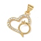 Brass Micro Pave Cubic Zirconia Pendants, Heart with Ring, Lead Free & Cadmium Free, Long-Lasting Plated, Real 18K Gold Plated, 16x16x4mm, Hole: 5mm