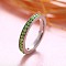 Colorful Birthstone Finger Rings, August, Stainless Steel with Rhinestone Stacking Rings for Women, Green Tourmaline, US Size 9(18.9mm)