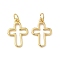 Brass Pendants, Rack Plating, Cross, Lead Free & Cadmium Free, Long-Lasting Plated, with Jump Ring, Real 18K Gold Plated, 17.5x12.5x1.5mm, Hole: 3.5mm