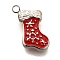 Christmas 304 Stainless Steel Red Enamel Charms, Christmas Socking Charm, Stainless Steel Color, 10.5x10x2.5mm, Hole: 1.2mm