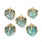 Natural Amazonite Faceted Pendants, with Rack Plating Brass Teardrop Charms, Golden, 22.5x19x8mm, Hole: 1.6mm