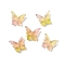 Glass Beads, Butterfly, Two Tone, Champagne Yellow, 12x13.5x3.5mm, Hole: 1.2mm