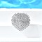 Brass Micro Pave Cubic Zirconia Cuff Rings, Heart, Open Rings for Women, Cadmium Free & Lead Free, Platinum, 26x27mm, Inner Diameter: 17mm