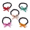 Glass Seed Beaded Bowknot Stretch Finger Rings, Mixed Color, Inner Diameter: 18mm