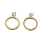 304 Stainless Steel Pendants, Round Ring Charms, With Jump Ring, Ion Plating(IP), Real 18K Gold Plated, 15.5x12.5x1.5mm, Hole: 2.5mm