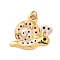 304 Stainless Steel Enamel Pendants, Snail Charms, with Jump Ring, Ion Plating(IP), Real 18K Gold Plated, Snow, 16x19x2mm, Hole: 2.5mm