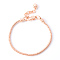 Brass European Style Bracelet Making, Nickel Free, with Iron Extender Chain, Rose Gold, 190x2.5mm