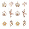 12Pcs 6 Style Brass Micro Pave Clear Cubic Zirconia Pendants, Long-Lasting Plated, Cadmium Free & Lead Free, Flat Round & Ring & Flower & Dragonfly, Golden, 15.5~25.5x10.5~15.5x2~7mm, Hole: 1~2mm, 6 style, 2pcs/style, 12pcs