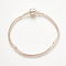 Brass European Style Bracelet Making, Nickel Free, with Brass Clasps, Rose Gold, 6-1/4 inch(160mm), 3mm