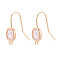Brass Micro Pave Clear Cubic Zirconia Earring Hooks, Cadmium Free & Nickel Free & Lead Free, Oval, Real 18K Gold Plated, 21x8mm, Hole: 1mm, Pin: 0.8mm