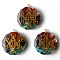 Flat Round Epoxy Resin Pendants, with Natural Amethyst & Lapis Lazuli & Sodalite & Green Aventurine & Tiger Eye & Carnelian & Red Jasper Chips inside, and Brass Sticker, Chakra Theme, 39.5x35x10.5~11.5mm, Hole: 1.8mm
