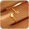 Brass Cuff Rings, Heart and Letter, Golden, Letter P, Inner Diameter: 17~19mm