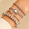4Pcs 4 Style Platinum Alloy Bangle and Bracelet Sets, Glass Rhinestone Jewelry Set for Women, Rectangle, Inner Diameter: 62~64mm, 1Pc/style