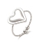 Non-Tarnish 304 Stainless Steel Heart Open Cuff Ring for Women, Stainless Steel Color, US Size 8 1/4(18.3mm)