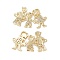 Brass Micro Pave Clear Cubic Zirconia Connector Charms, Family Links, Real 18K Gold Plated, Cadmium Free & Nickel Free & Lead Free, 16.5x21x2mm, Hole: 0.7mm