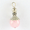 Natural Rose Quartz Pendants, with Alloy Findings, Antique Silver, Snowcone, 29.5x12.5mm, Hole: 2.5mm