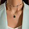 Alloy Emerald Rhinestone Pendant Double Layer Necklaces for Women, Golden, Teardrop, 13.39 inch(34cm)