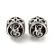 304 Stainless Steel Beads Rhinestone Settings, Large Hole Beads, Round, Letter E, 9.5x8.5x9.5mm, Hole: 4mm, Fit for 0.8mm Rhinestone.