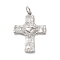 Rack Plating Eco-Friendly Brass Pendants, with Jump Ring, Long-Lasting Plated, Lead Free & Cadmium Free, Cross with Heart Charm, Platinum, 31x22x3mm, Hole: 4mm