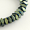 Electroplate Non-magnetic Synthetic Hematite Beads Strands, Beads Strands, Faceted Square, Green Plated, 3x3x2mm, Hole: 0.5mm, about 200pcs/strand, 16.1 inch