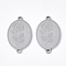 Tarnish Resistant 201 Stainless Steel Links connectors, Laser Cut Links, Oval with Flower Italy, Stainless Steel Color, 21.5x12.5x1mm, Hole: 1.2mm